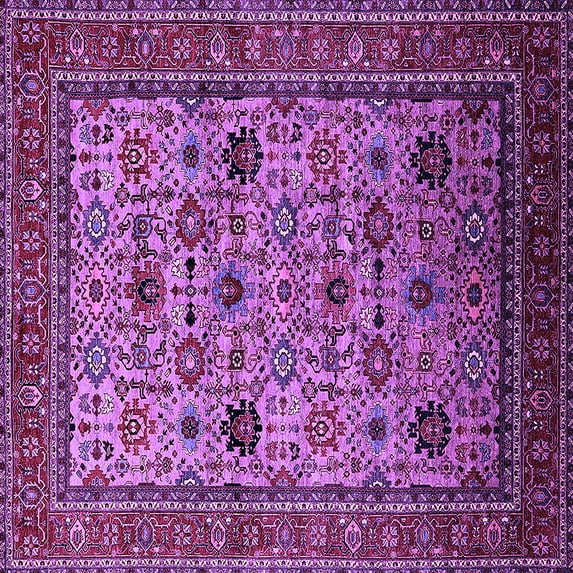 Ahgly Company Indoor Square Oriental Purple Industrial Area Rugs, 6' Square