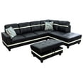 thumbnail image 3 of AYCP Furniture_NEW STYLE_ L Shape Sectional Sofa Set with Storage Ottoman, Right Hand Facing Chaise, Faux Leather Upholstery Material, Black Colors, 3 of 7