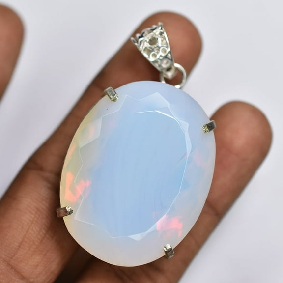 159.9 Ct Multicolor CERTIFIED Opal 925 Sterling Silver Oval Cut Pendant Gemstone