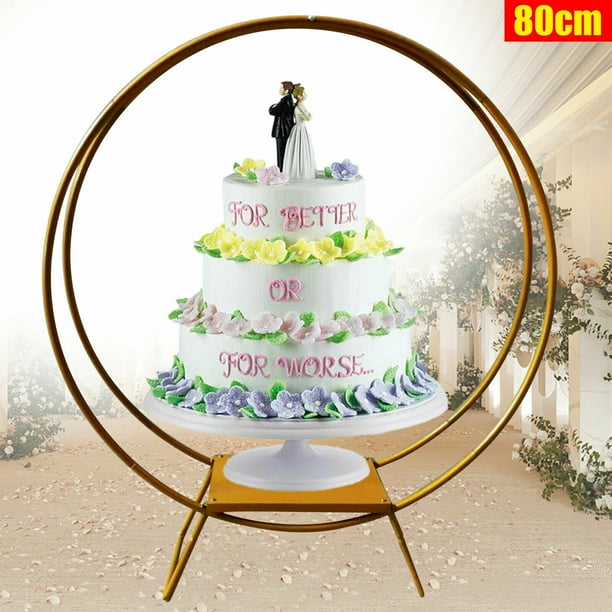 Fichiouy Double Hoop Cake Stand Wedding Arch Flower Rack Round Floral