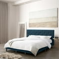 thumbnail image 6 of CorLiving Nova Ridge King Size Upholstered Platform Bed Frame with Tufted Headboard, No Box Spring Required, Ocean Blue, 6 of 12