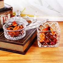 1PC Glass Candy Dish with Lid,Clear Crystal Candy Jar with Lid,Decorative Candy Jar for Candy Buffet, Party, Wedding, Home Decoration, Dishwasher Safe(Clear,Modern)