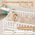 thumbnail image 2 of PAPROOS Twin Montessor Floor Bed, Solid Wood Montessor Bed with Safety Guardrail and Door, Easy Assembly, Low-to-Floor Bed Frame with Slats for Boys Girls, White, 2 of 10