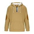 thumbnail image 4 of CQONEPT Sweatshirts for Mens 1/4 Zip V Neck Hoodies Drawstring Hooded Outdoor Y2K Pullover with Pockets Khaki 2XL, 4 of 6