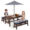 thumbnail image 1 of Gymax Kids Picnic Table Outdoor Wooden Table & Bench Set w/ Removable Umbrella, 1 of 10