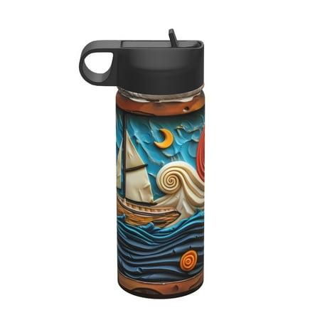

Matuu Whimsical Sailboat Ocean Art for 18oz Durable Thermal Cups Keep Drinks Cold & Hot Insulated Coffee Mug with Lid (With Straw)