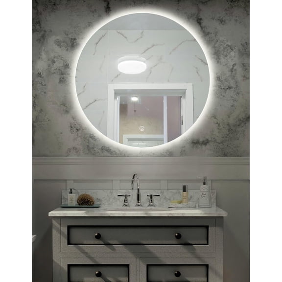 RED VELVET Espejo Inteligente de Baño Circular con Luz LED | Control Táctil, Montaje en Pared, Diseño Moderno y Elegante