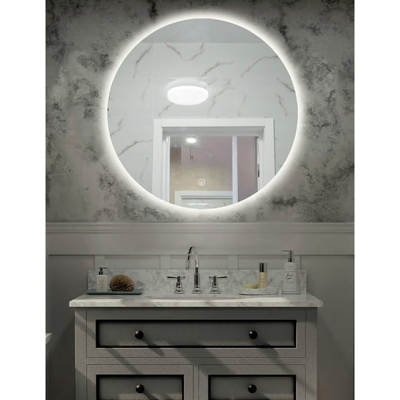 RED VELVET Espejo Inteligente de Baño Circular con Luz LED | Control Táctil, Montaje en Pared, Diseño Moderno y Elegante