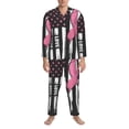 thumbnail image 3 of Picia Ribbon Breast Cancer Awareness Pattern Men’s Long-Sleeve Sleepwear Set - Soft 2-Piece Loungewear with Pockets, Comfy PJs for Relaxing Nights-Large, 3 of 7