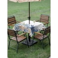 thumbnail image 3 of Outdoor Tablecloth with Umbrella Hole & Zipper, Blue Starfish Coastal Square Tablecloth 60x60 Inch, Eucalyptus Summer Nautical Shell Ocean Patio Table Cover Waterproof Table Cloth for Picnic/Party, 3 of 6