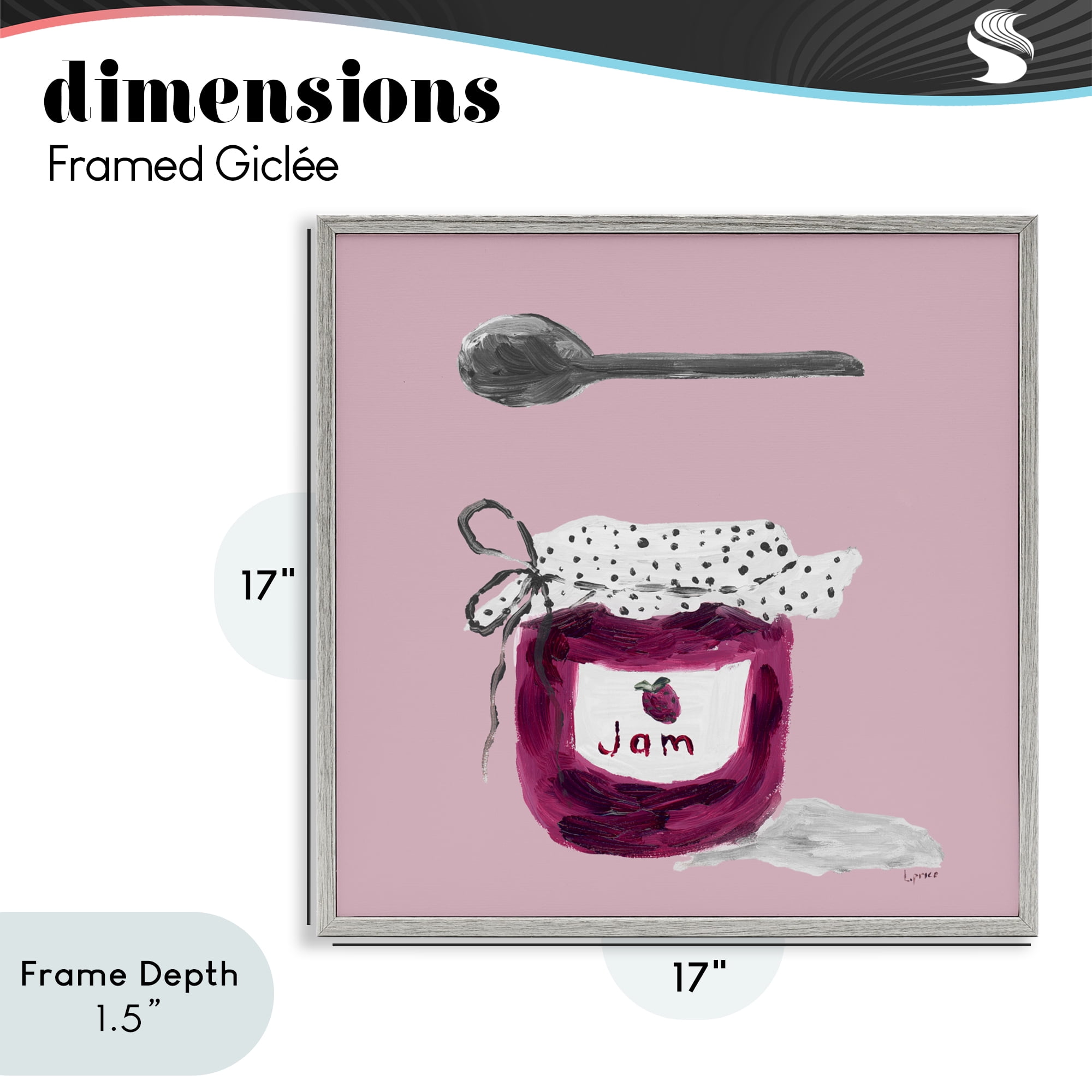 Stupell Industries Jam Jar over Blush Gray Framed Giclee Art, design by Lucille Price