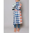 thumbnail image 6 of Kukuzhu Women's Casual Plaid Tweed Long Trench Coat Patchwork Button Down Lapel Belted Wrap Windbreaker Coat, 6 of 7