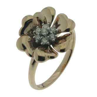 14K Two Tone Gold 0.16cttw Round Shaped White Brilliant Diamond Women's Ring
