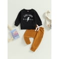 thumbnail image 3 of Toddler Baby Boy Fall Clothes 6M 12M 18M 24M 3Y Letter Print Long Sleeve Crewneck Sweatshirt Tops Pants Set Winter 2Pcs Outfits, 3 of 10