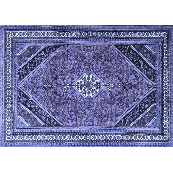 Ahgly Company Machine Washable Indoor Rectangle Persian Blue Traditional Area Rugs, 6' x 9'
