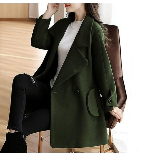 Amtify - Womens Double Breasted Peacoat in Green - Green - L - Walmart ...