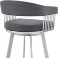 thumbnail image 3 of Armen Living Bronson 29" Slate Grey Faux Leather and Silver Metal Bar Stool, 3 of 8
