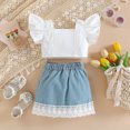 thumbnail image 5 of Sngxgn Girls 2 Piece Skirt Set Long Sleeve Knitted Sweater Pullover Top and Pleated Skirt 2 Piece Outfit(White,3Y), 5 of 6