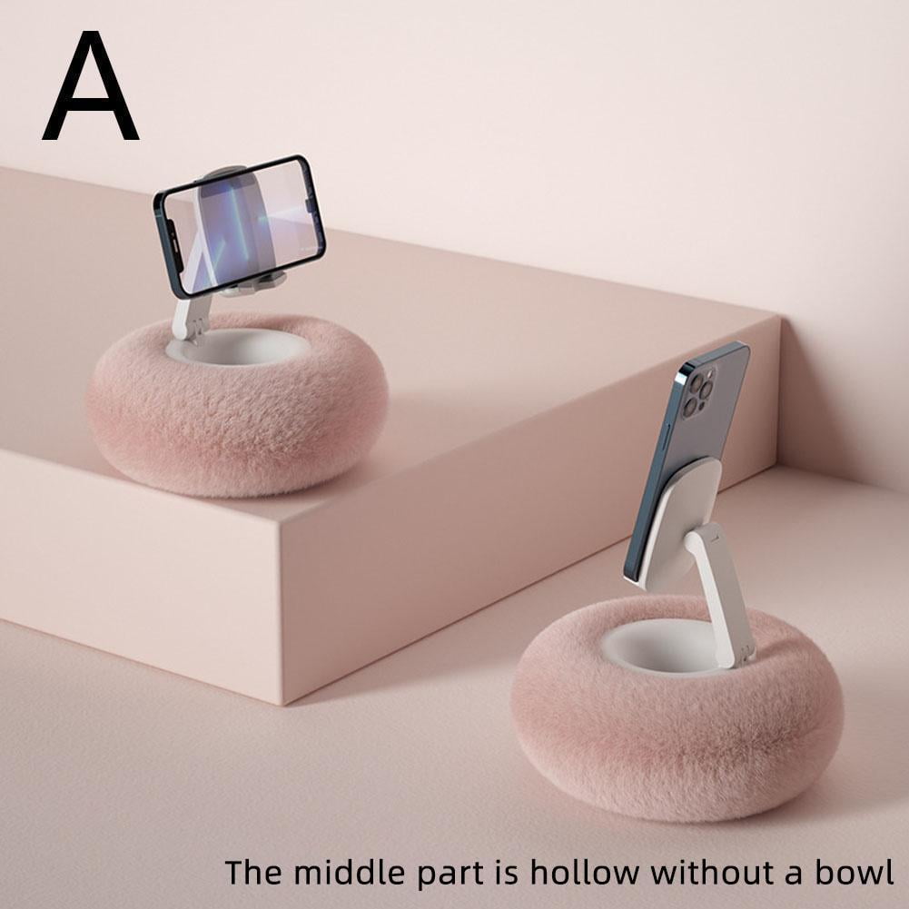 Fuzzy Bowl with Kindle Holder 360 Adjustable Tablet Stand & Phone Pillow for Reading in Bed