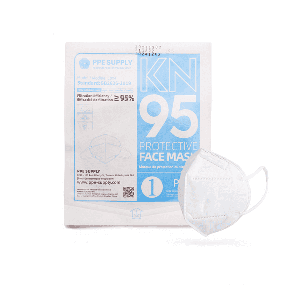 White KN95 Respirator Face Mask Individually Sealed (Cone Shape)