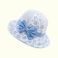 thumbnail image 4 of Xfvqtps Toddler Bucket Hat Wide Brim Mesh Bowknot Flower Print Colorful Sunshade Sun Protection Breathable Soft Outdoor Sun Hat for 1-4 Years Blue, 4 of 7
