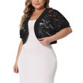 thumbnail image 2 of DARING DIVA Women's Plus Cropped Cardigans Floral Lace Bolero Shrugs 4X Black, 2 of 6