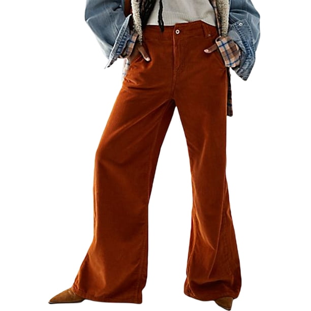 Txlixc Pantalones largos para mujeres, pantalones de bolsillo laterales de otoño y primavera en la calle de fiestas de ocio de la calle Long Street de color sólido Txlixc moda