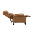 thumbnail image 4 of Genuine Leather Manual Recliner Set of 2, Wingback Push Back Recliner with Solid Wood Legs, Camel, 4 of 10