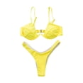 thumbnail image 3 of Women 2pcs Push-up Padded Bra Bandage Bikini Set Swimsuit Triangle Swimwear Bathing Yellow L, 3 of 4
