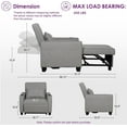 thumbnail image 5 of Coewske 3 in 1 Convertible Sofa Bed Chair Sleeper Recliner w/ Adjustable Backrest & Pillow Gray, 5 of 6