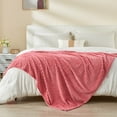 thumbnail image 5 of EMME Fleece Blanket Twin Throws for Couch Sofa Flannel Blankets for Bed, Warm, Plush, Soft, Cozy, with Geometric Grid Design (Coral Red,60"x 80"), 5 of 8