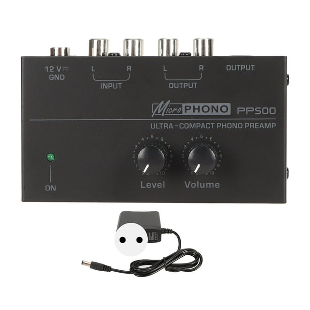 Preamplificador de tocadiscos Phono, preamplificador de Phono con Control de volumen independiente de ruido ultrabajo para tocadiscos LP, enchufe europeo de 100-240V