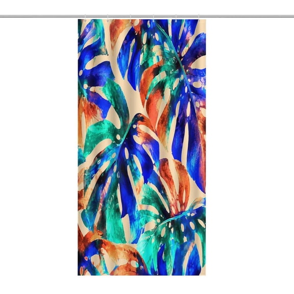 RKSupls Waterproof Shower Curtain, Monstera Leaves Pattern Polyester Shower Curtain with Hooks for Chic Elegant Home Bathtub Bathroom Decor Washable