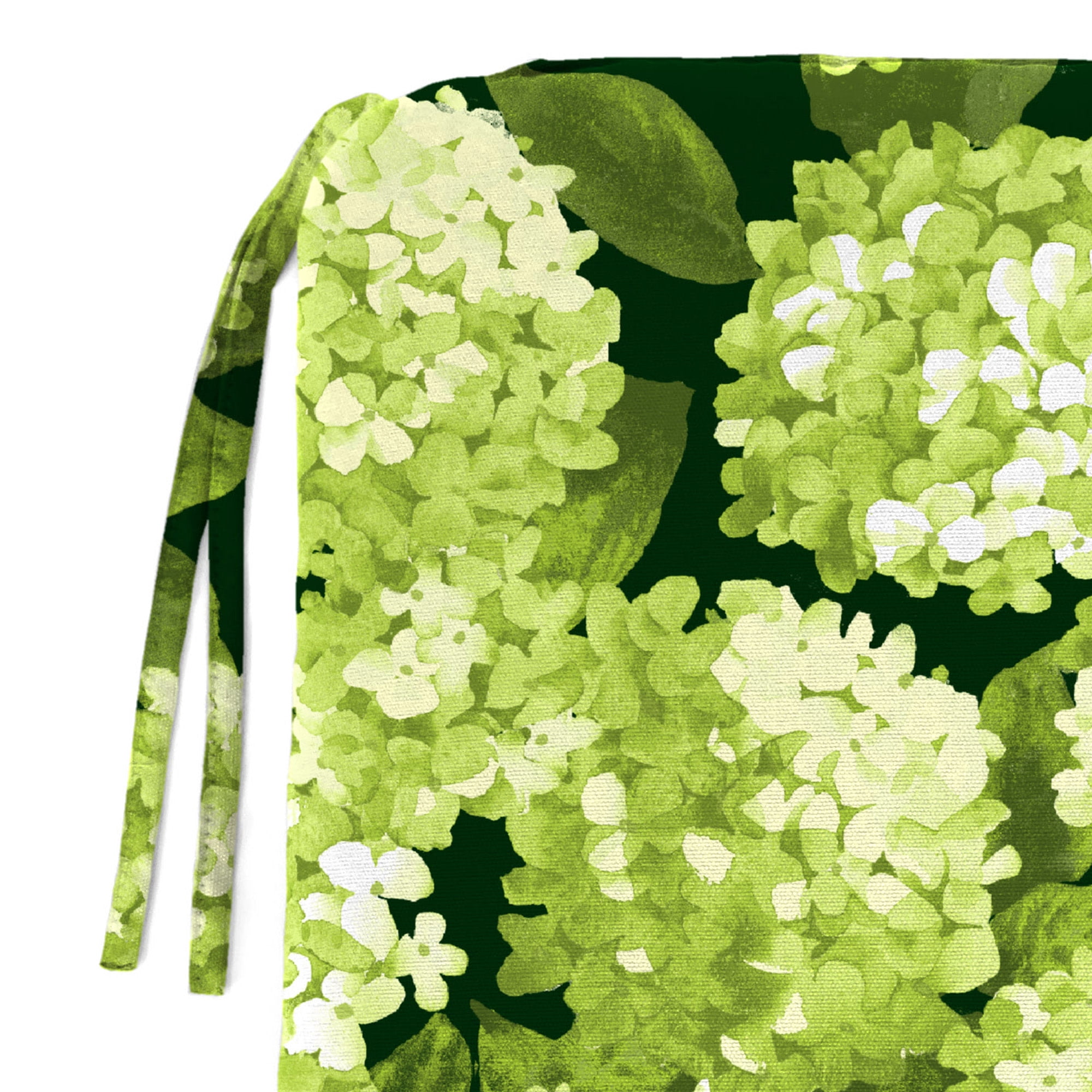 Jordan Manufacturing 16" x 16" Hydrangea Forest Green Floral Square Outdoor Chair Pad Seat Cushion with Ties (2 Pack)