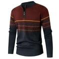 thumbnail image 2 of Nebwoak Mens Sweater with Zipper- Casual Long Sleeve Striped Crewneck Fall Winter Knit Sweater Red Size XL, 2 of 3