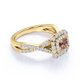 thumbnail image 4 of JeenMata Anillo de Compromiso Elegante de Oro Amarillo de 18 K sobre Plata con Morganita Creada en Corte Cuadrado de 1 Quilate, Banda Retorcida, Pavé y Doble Halo, 4 of 6