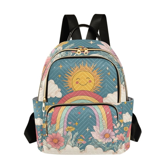 FORMRS Mini Backpack Purse for Women Travel Daypack Casual Shoulder Bag, Blue Rainbow
