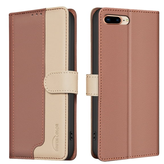 Nalacover for iPhone 8 Plus/7 Plus Wallet Case, PU Leather RFID Blocking Credit Card Holder Magnetic Stand Flip Cover [TPU Shockproof Inner Case] Compatible with iPhone 8 Plus/7 Plus,Brown