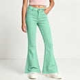 thumbnail image 3 of Mitankcoo Girls High Waist Flare Pants Classic Stretch Trousers with Pocket for Kids Fashion Casual 5-16Y, 3 of 7
