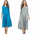 thumbnail image 6 of Women's 3/4 Sleeve A-line and Flare Midi Long Dress, 6 of 6