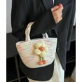 thumbnail image 3 of Kukuzhu Women Straw Mini Tote Bag Cute Colorful Flower Beach Handbag Summer Woven Handmade Elegant Travel Purse, 3 of 7