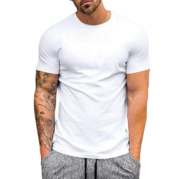 Mens Shirts Mens Breathable Ice Silk T Shirt Slim Fit Summer Round Neck Short SleeveTops White 4XL