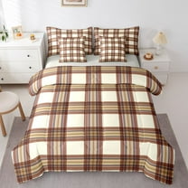 Homewish Minimalist Plaid Stripes 7-Piece Twin Bedding Sets For Female Men Adults,Blue Wheat Blue Bedding Comforter Set,Abstract Geometric Breathable Sheet Sets,Luxury Bedroom Decor,Reversible