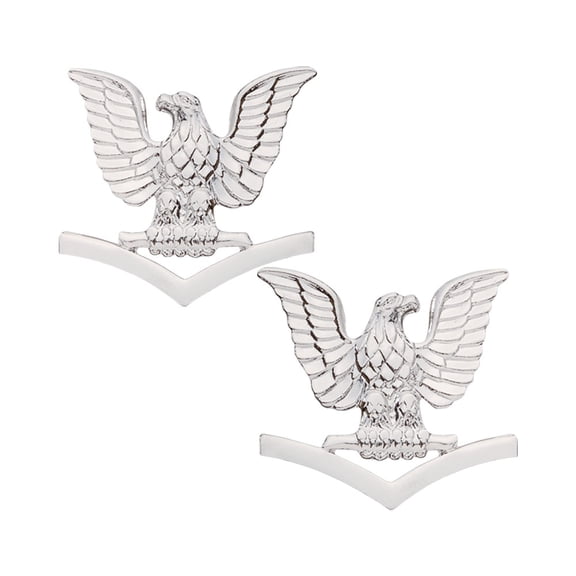 Navy Petty Officer 3rd Class collar device mirror finish E-4 Pair