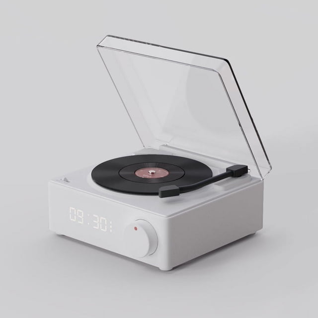 Reloj despertador atómico estéreo retro inalámbrico Bluetooth creativo pequeño altavoz tarjeta USB mini reproductor de discos de vinilo Altavoz