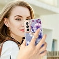 thumbnail image 4 of Allytech Floral Design Series Slim Shell Ring Holder Kickstand Shockproof Soft TPU Back Cover Cell Phone Case for Samsung Galaxy S21 Plus,Purple Flower, 4 of 4