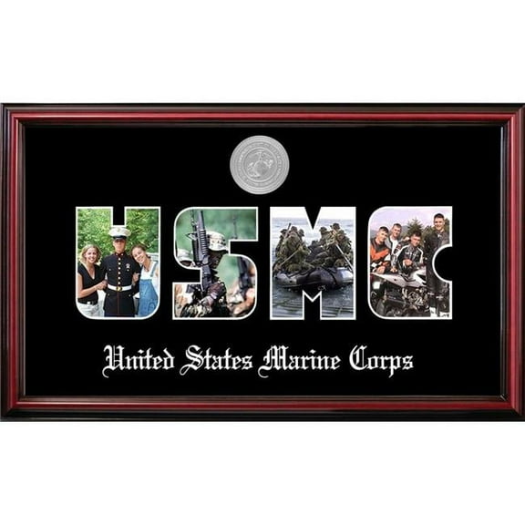 Campus Images MASSPT002S Patriot Frames Marine Collage Photo Petite Cherry Frame with Silver Medallion