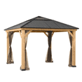 thumbnail image 6 of Sunjoy 13 ft. x 15 ft. Patio Cedar Framed Gazebo with Brown Steel and Polycarbonate Hip Roof Hardtop, 6 of 10
