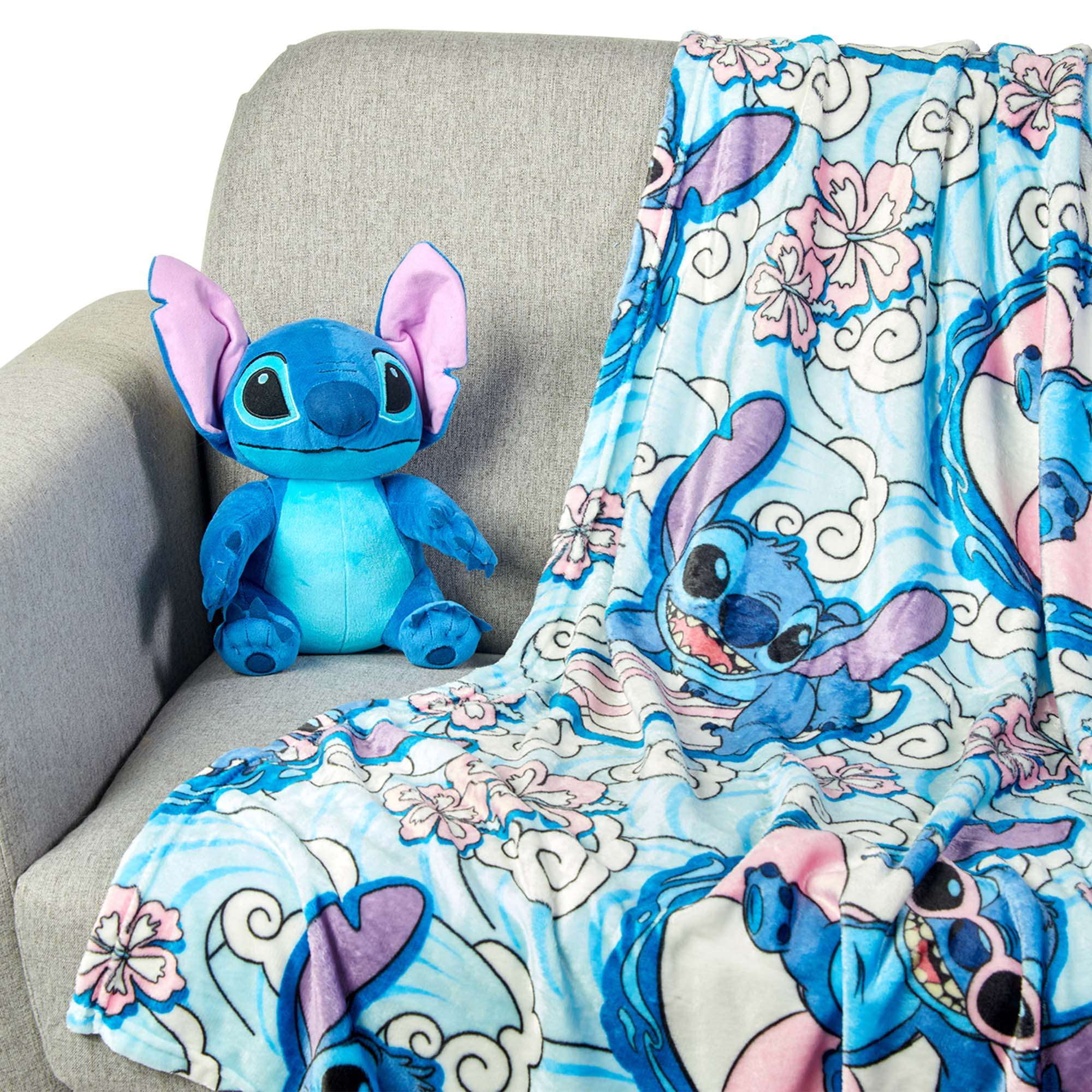 Disney Cute Stitch Super Soft Sherpa Throw Blanket Couverture Plaid Blue  50x60