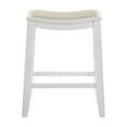 thumbnail image 3 of Iyani Coastal Modern Wood Counter Height Kitchen Bar Stool in White Finish with Dune Cloud Fabric Upholstered Seat - Set of 2, 3 of 5
